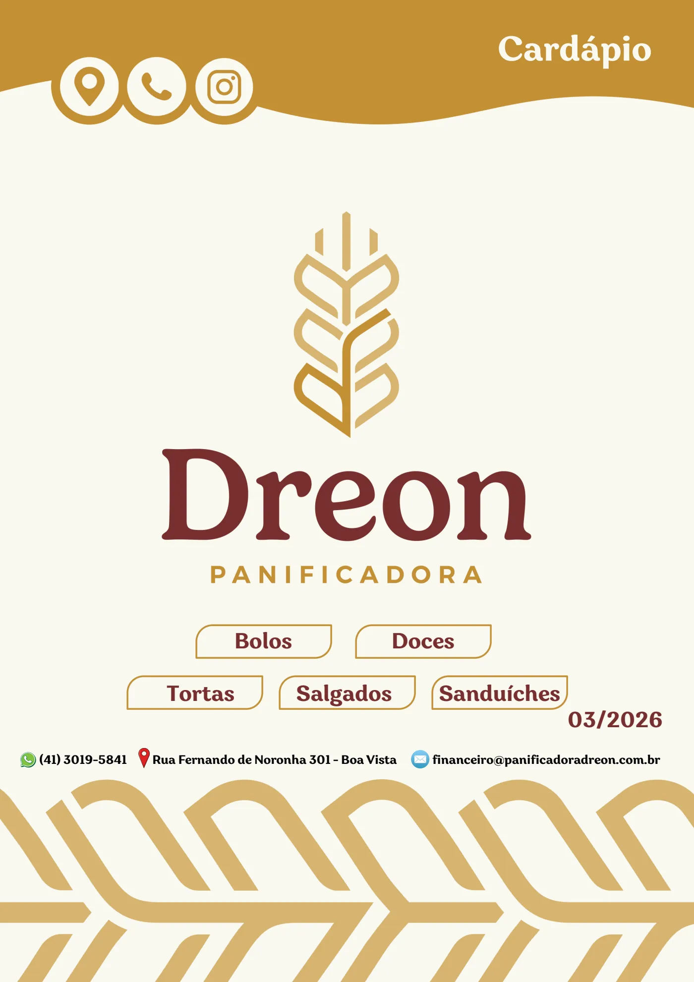 Cardápio Dreon 2026, página 1 de 7